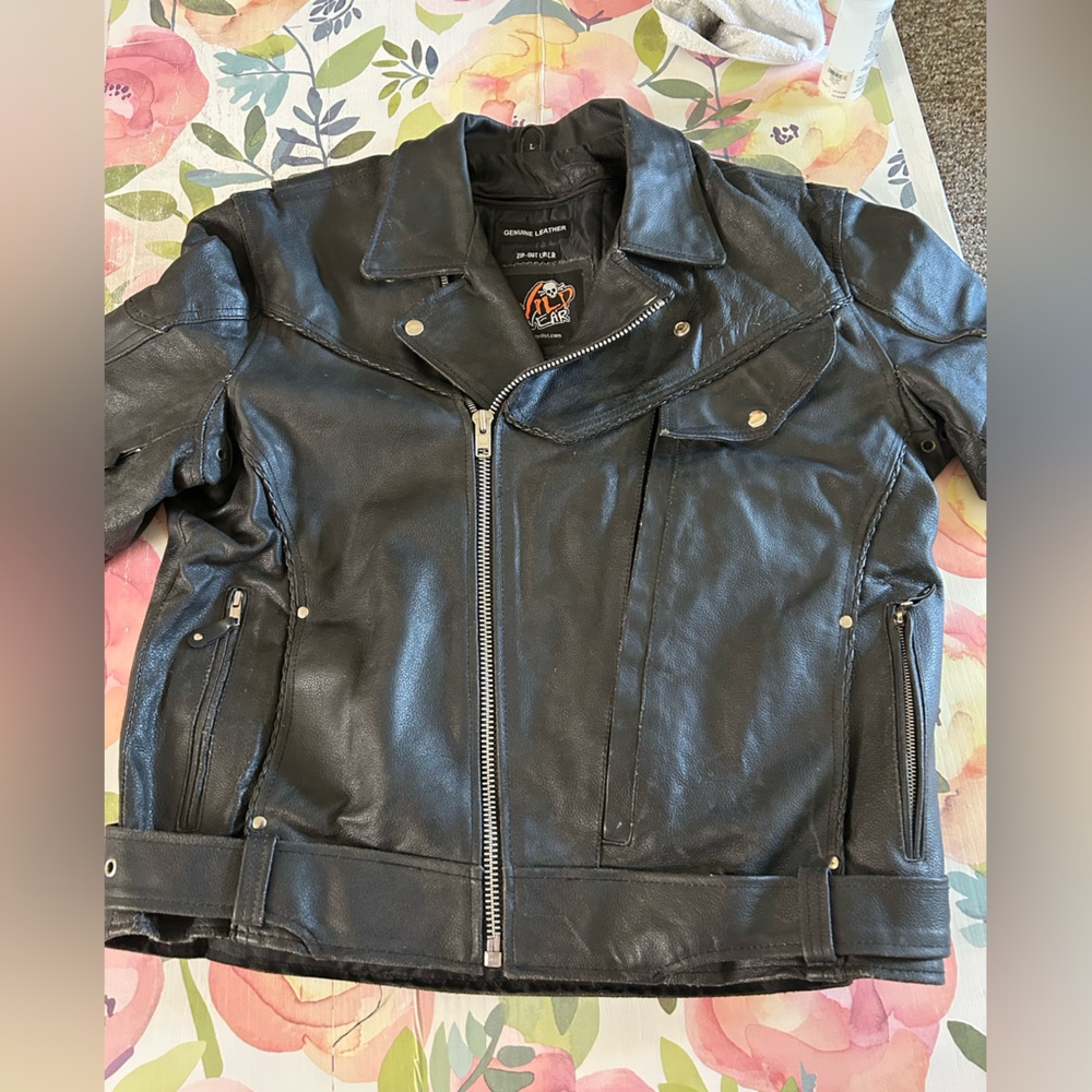 Men’s Black Leather Biker Jacket
